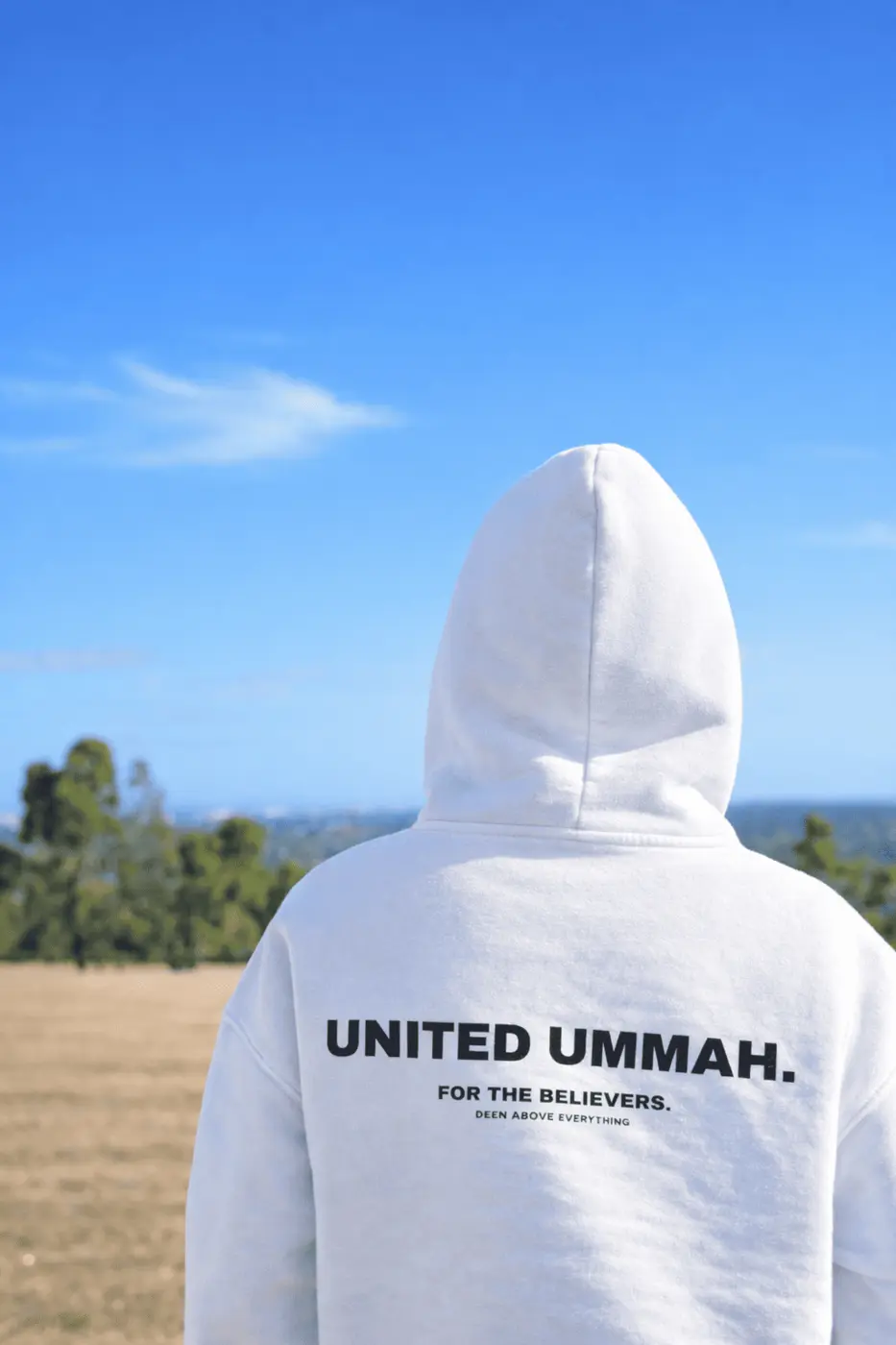 United Ummah Hoodie in white — worn